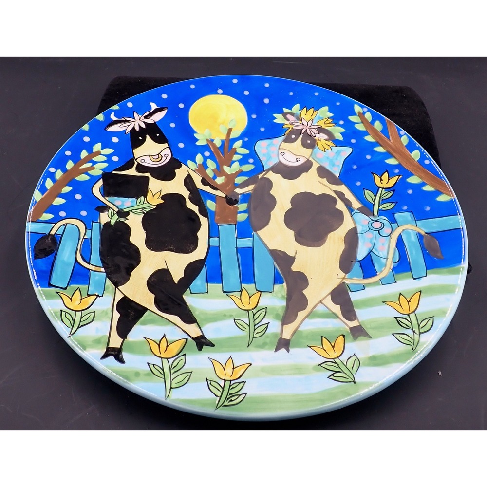 Vintage Wooly Dreams Plate Cows Holding Hands Walking Lula Chan 8"